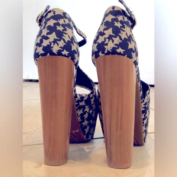 ⭐️Jessica Simpson Dany T-Strap Platforms- Blue American Stars ⭐️ - Picture 8 of 13